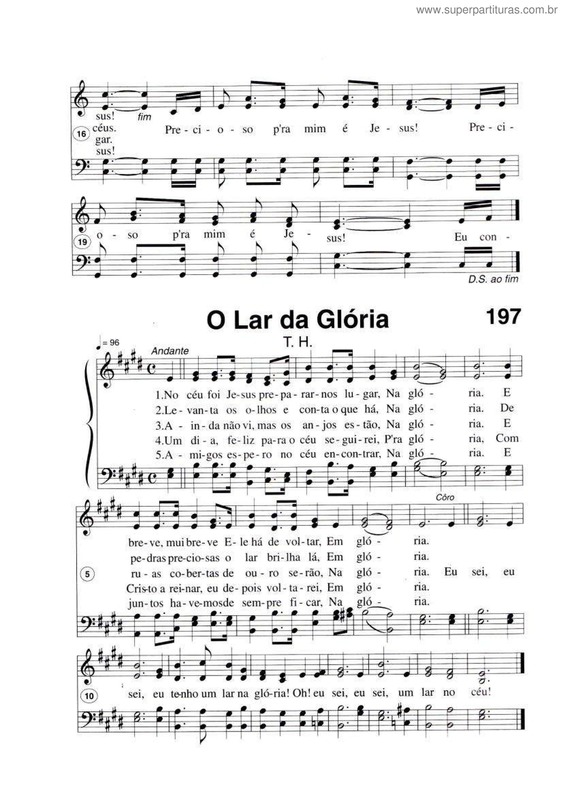 Partitura da música O Lar Da Glória