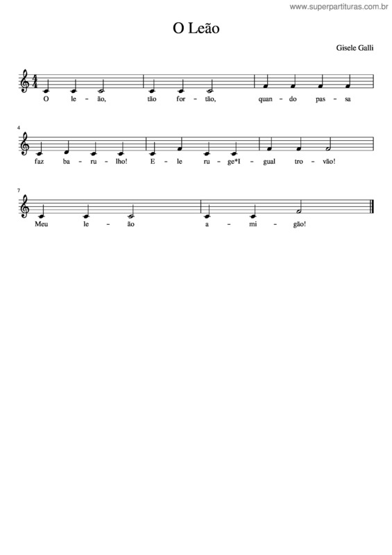 Partitura da música O Leão