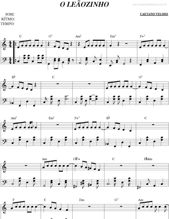 Partitura da música O Leãozinho v.2