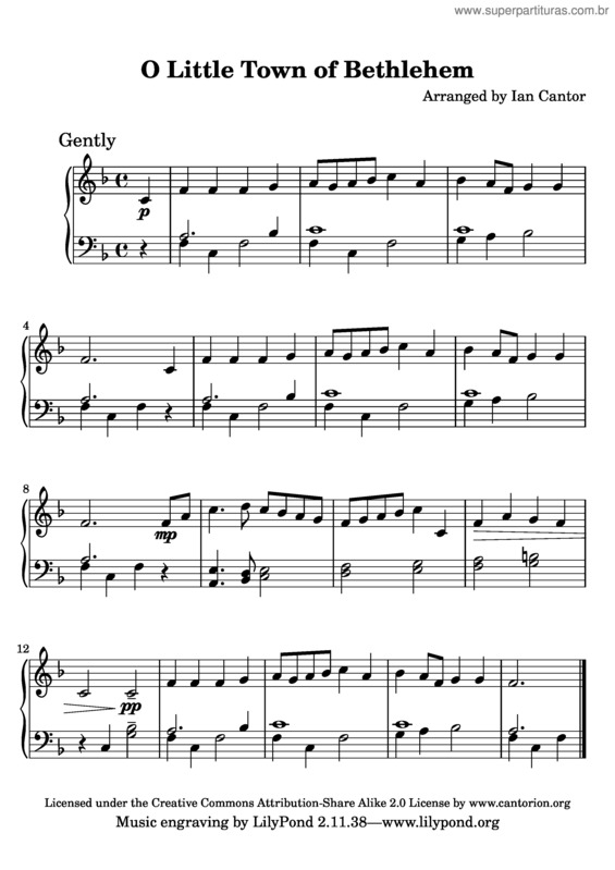 Partitura da música O Little Town of Bethlehem v.2