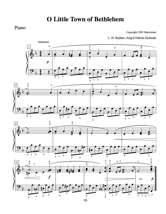 Partitura da música O Little Town of Bethlehem v.3