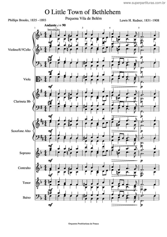 Partitura da música O Little Town Of Bethlehem v.4