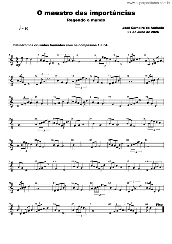Partitura da música O Maestro Das Importâncias