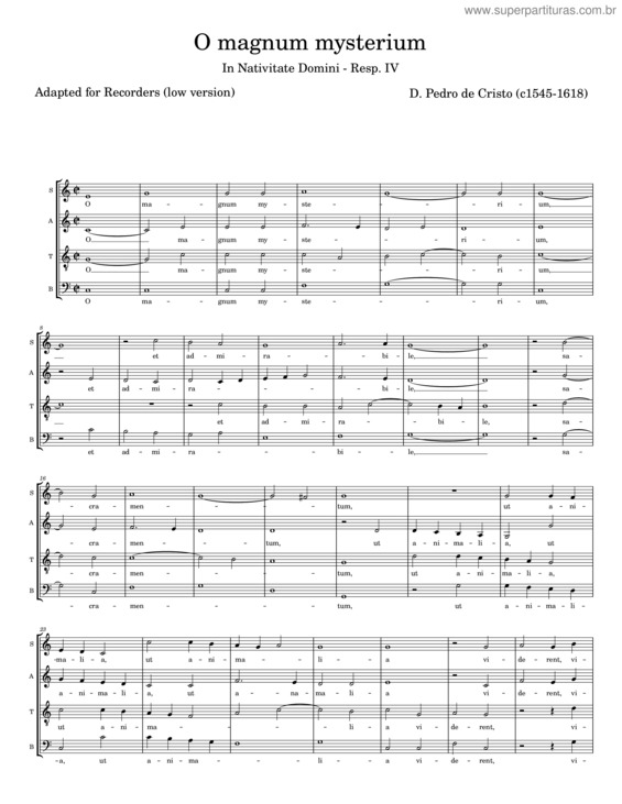 Partitura da música O Magnum Mysterium
