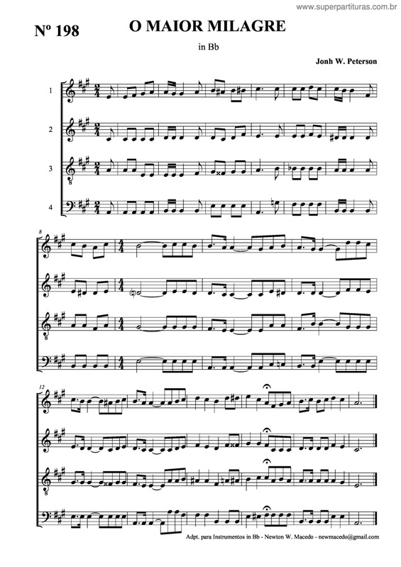 Partitura da música O Maior Milagre v.2