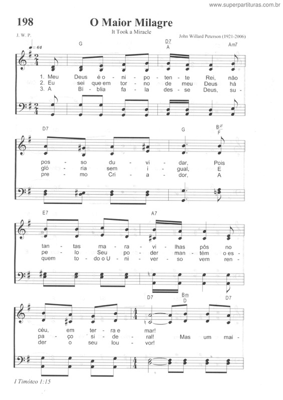 Partitura da música O Maior Milagre