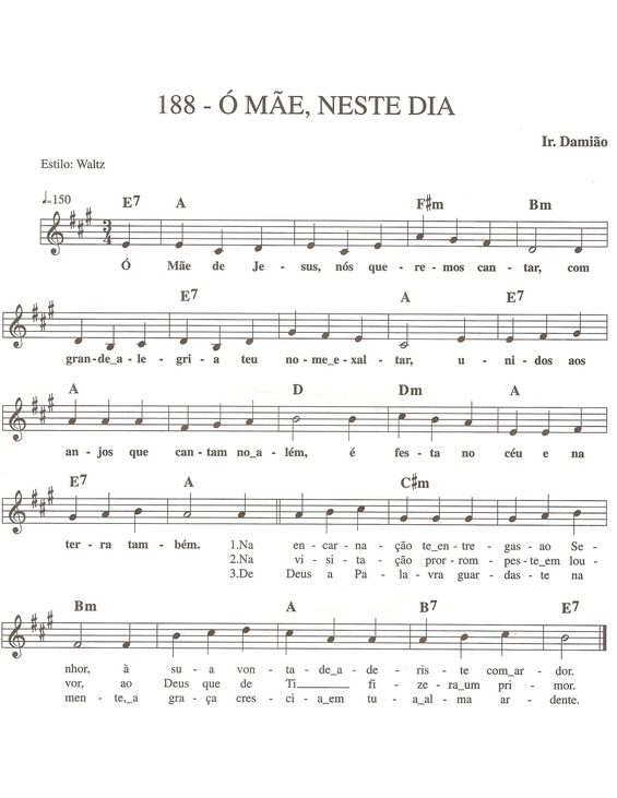 Partitura da música Ó Mão Neste Dia