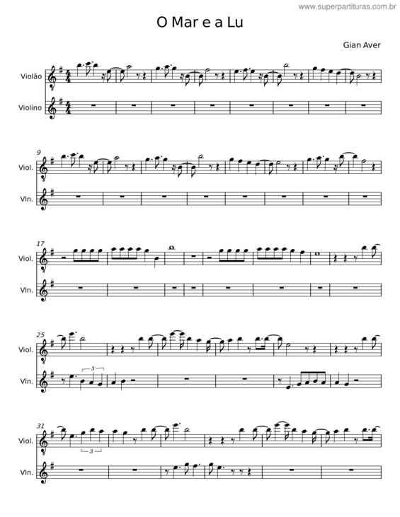 Partitura da música O Mar E A Lua