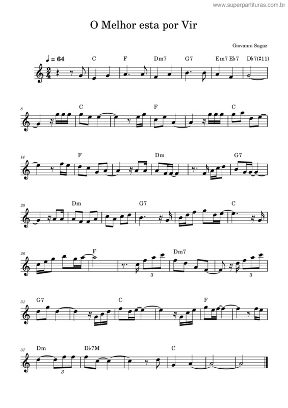Partitura da música O Melhor Esta Por Vir – Giovanni Sagaz O Melhor Está Por Vir