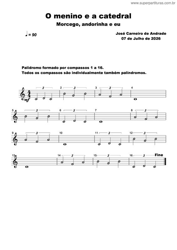 Partitura da música O Menino E A Catedral