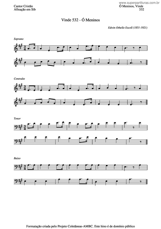 Partitura da música Ó Meninos, Vinde v.3