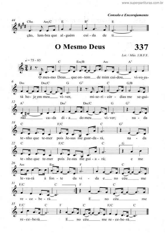 Partitura da música O Mesmo Deus