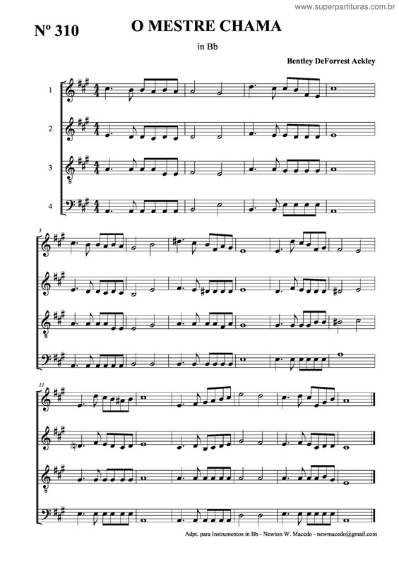Partitura da música O Mestre Chama v.2