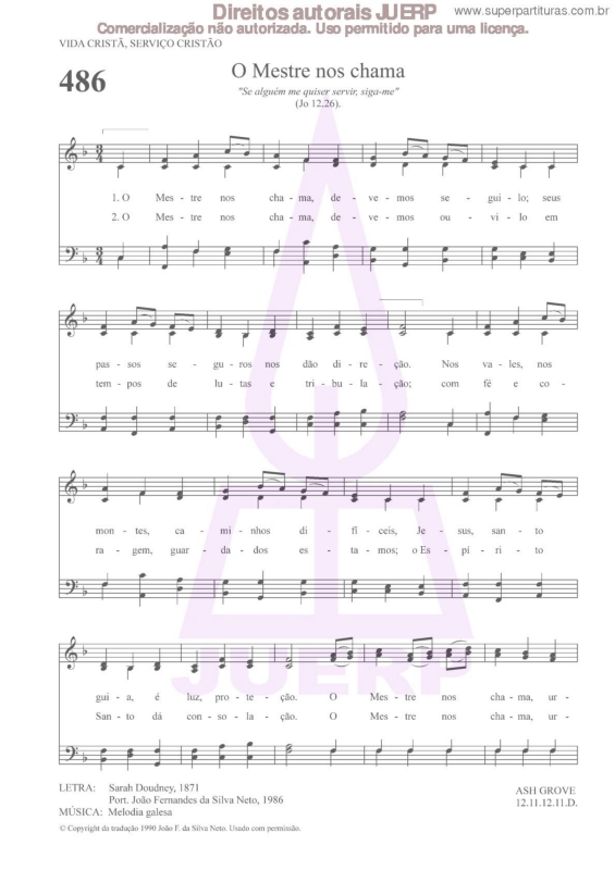 Partitura da música O Mestre Nos Chama - 486 HCC v.2