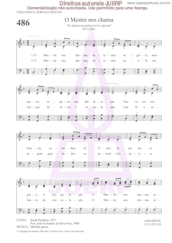 Partitura da música O Mestre Nos Chama - 486 HCC v.2
