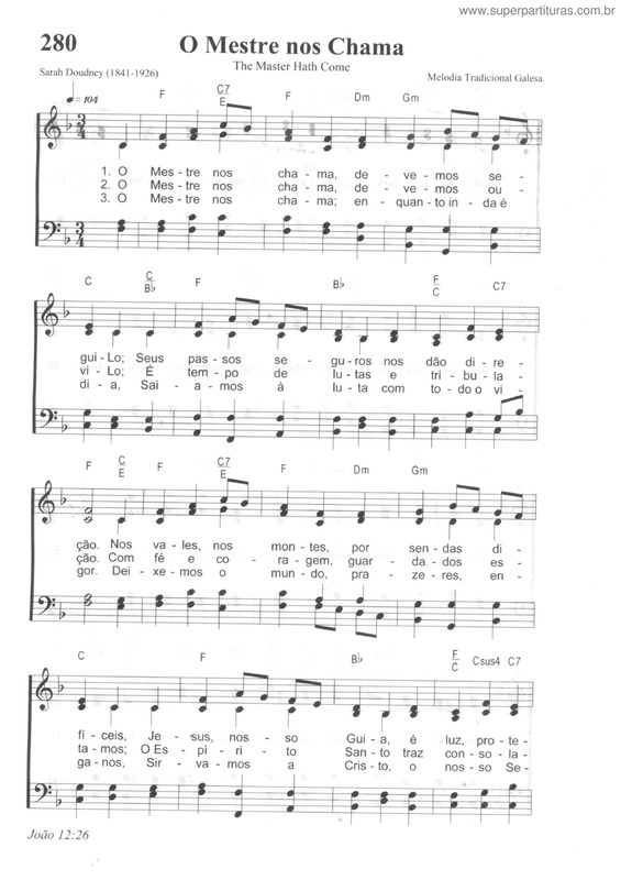 Partitura da música O Mestre Nos Chama v.2