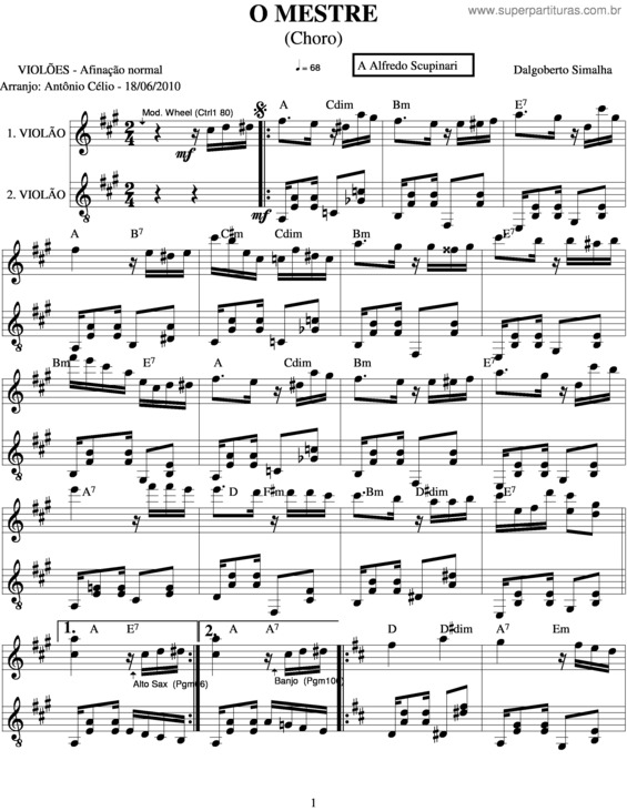 Partitura da música O Mestre v.3