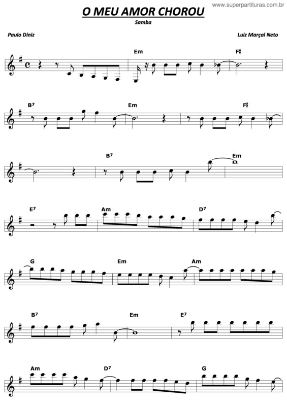 Partitura da música O Meu Amor Chorou v.2