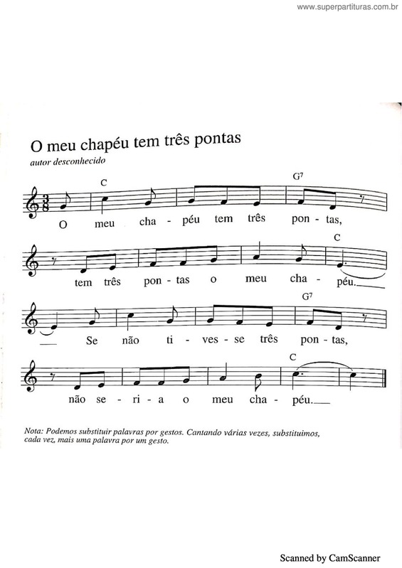 Partitura da música O Meu Chapéu Tem Três Pontas v.2