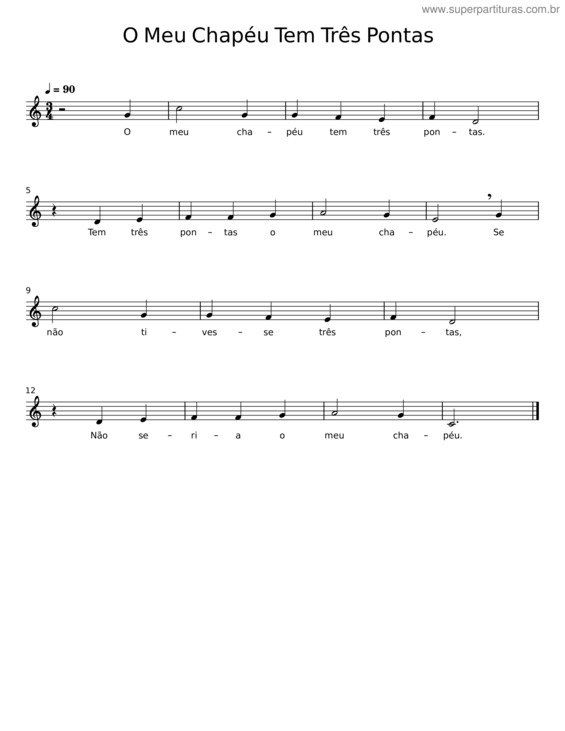 Partitura da música O Meu Chapéu Tem Três Pontas v.3