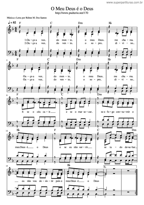 Partitura da música O Meu Deus É O Deus