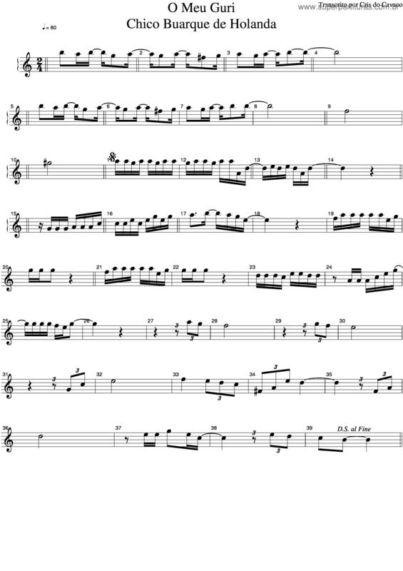 Partitura da música O Meu Guri