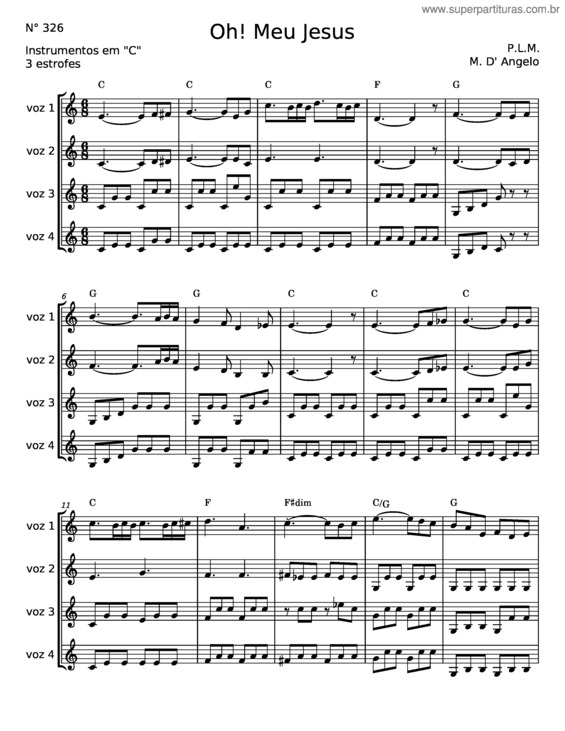 Partitura da música Ó Meu Jesus – Johann Crüger