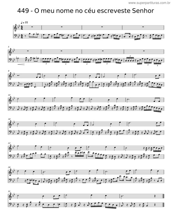 Partitura da música O Meu Nome No Céu Escreveste Senhor