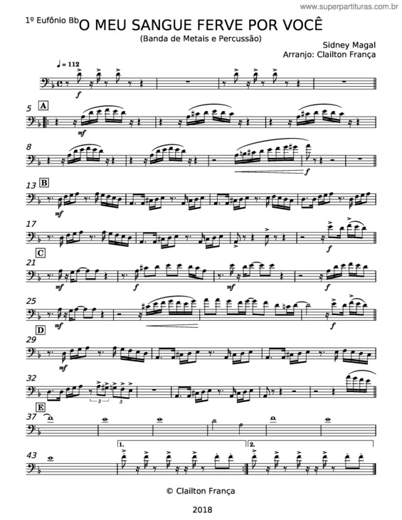 Partitura da música O Meu Sangue Ferve Por Você – Sidney Magal v.2