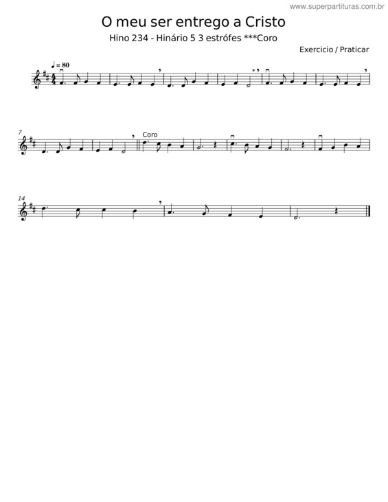 Partitura da música O Meu Ser Entrego A Cristo