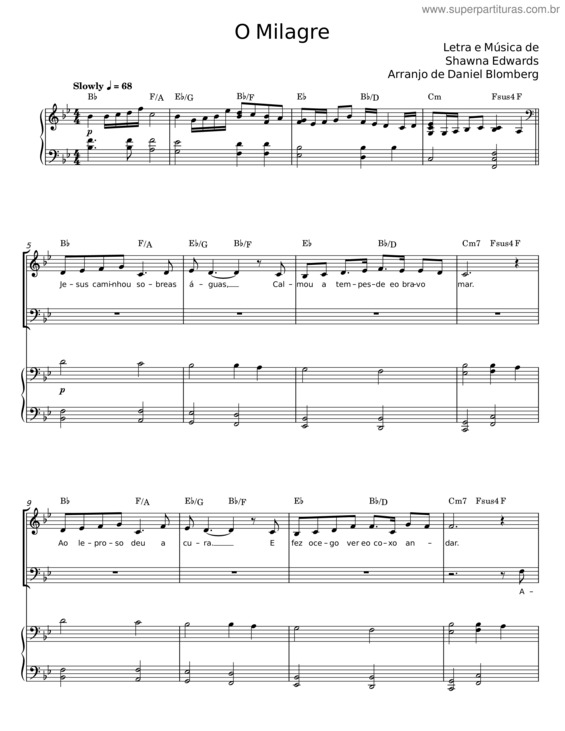 Partitura da música O Milagre – Shawna Edwards