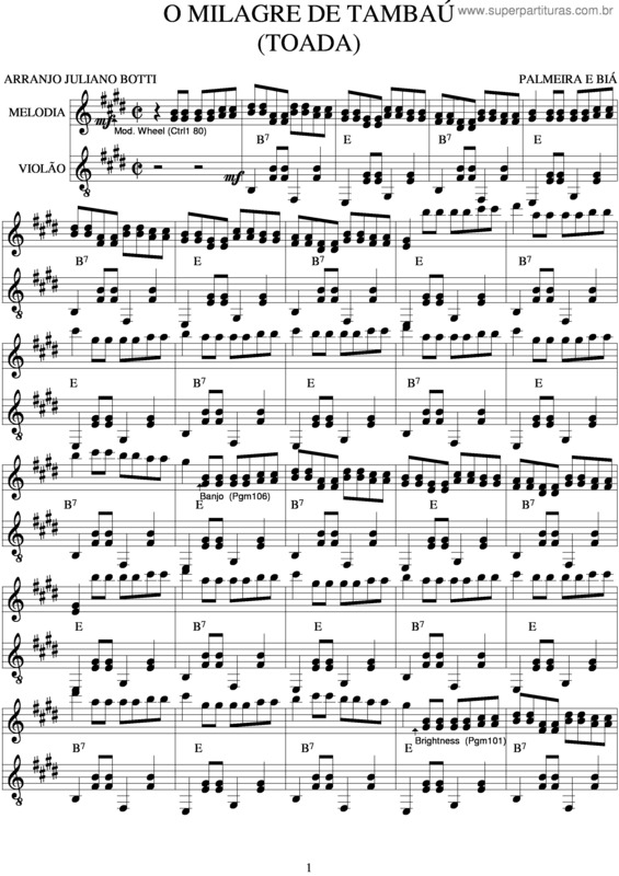 Partitura da música O Milagre De Tambaú