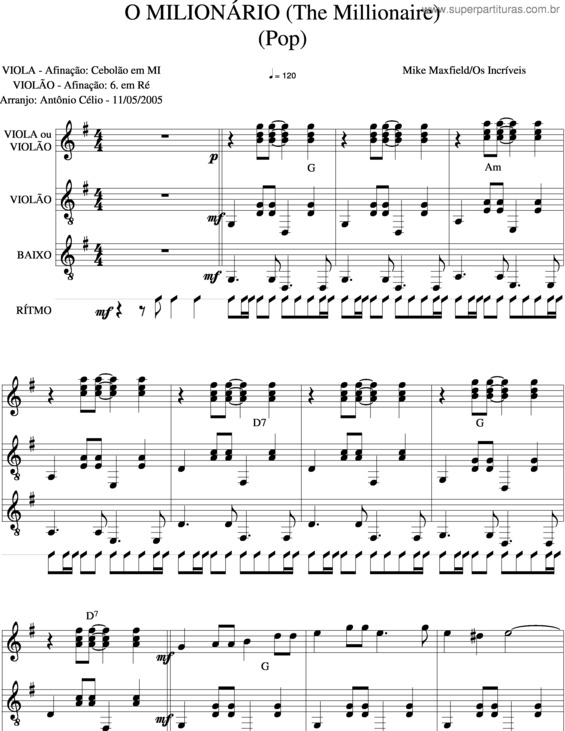 Partitura da música O Milionário v.3