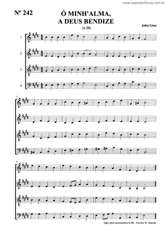 Partitura da música Ó Minha Alma, A Deus Bendize v.2