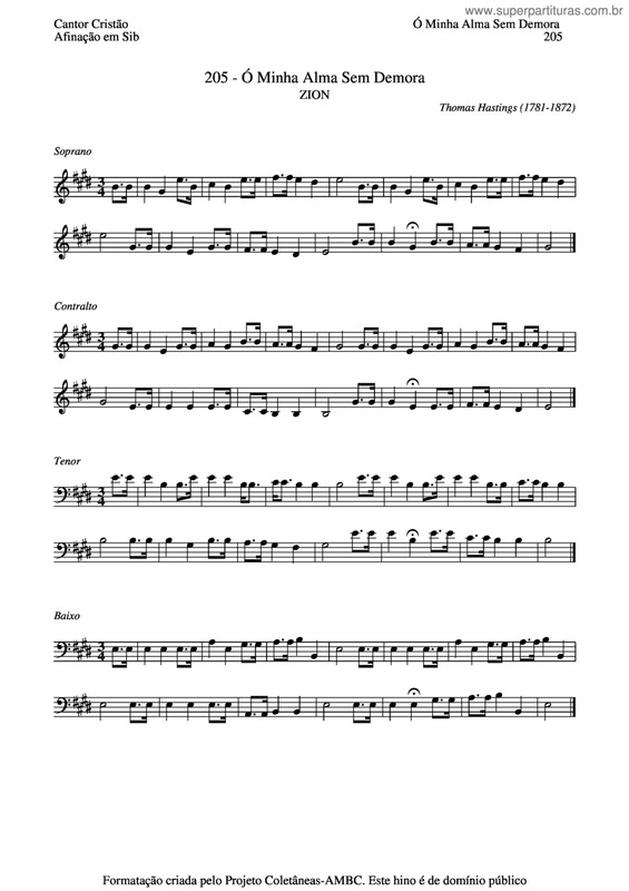 Partitura da música Ó Minha Alma Sem Demora v.2