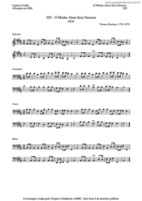 Partitura da música Ó Minha Alma Sem Demora v.3