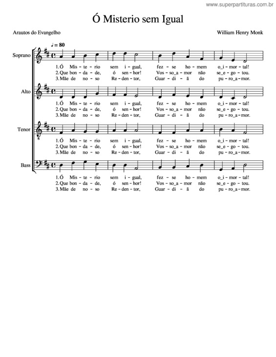 Partitura da música Ó Misterio Sem Igual