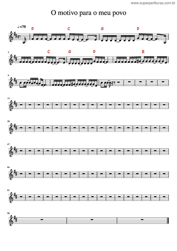 Partitura da música O Motivo Para O Meu Povo