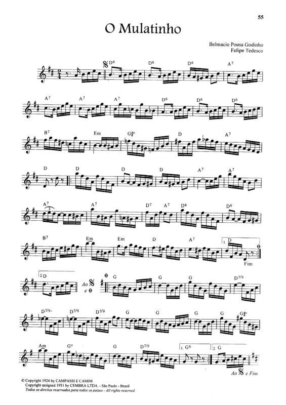 Partitura da música O Mulatinho v.5