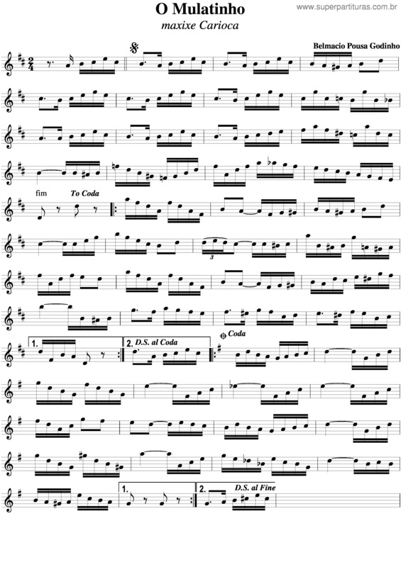 Partitura da música O Mulatinho