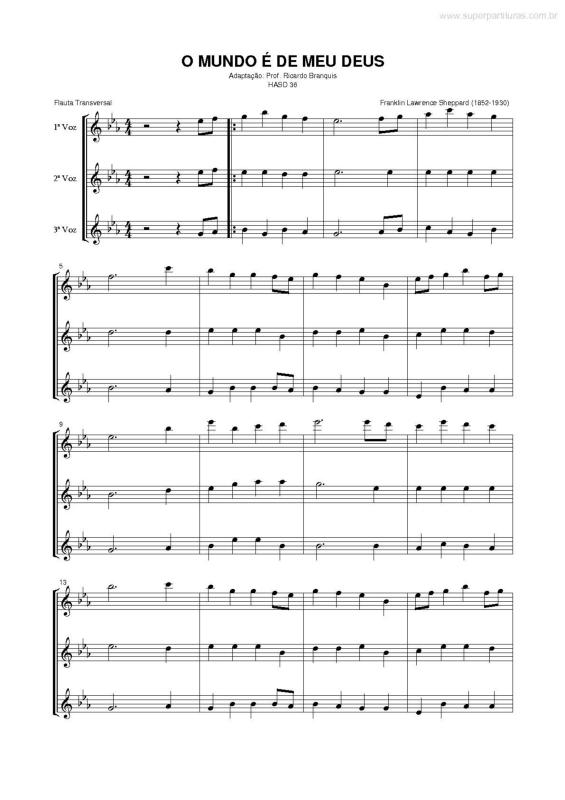 Partitura da música O Mundo é de meu Deus