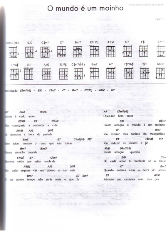 Partitura da música O Mundo é um Moinho v.2