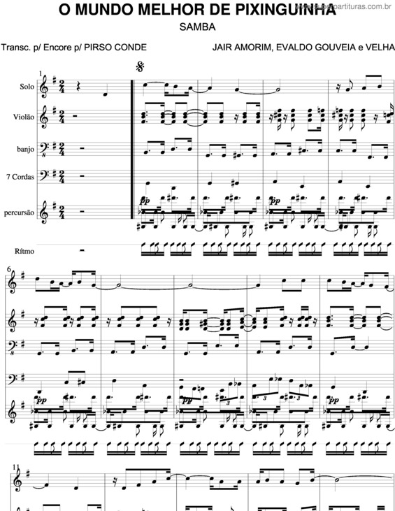 Partitura da música O Mundo Melhor De Pixinguinha v.2