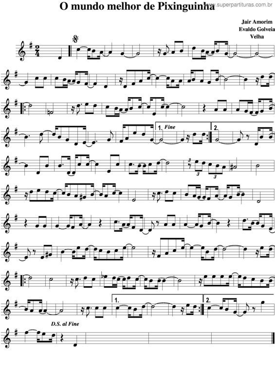 Partitura da música O Mundo Melhor De Pixinguinha