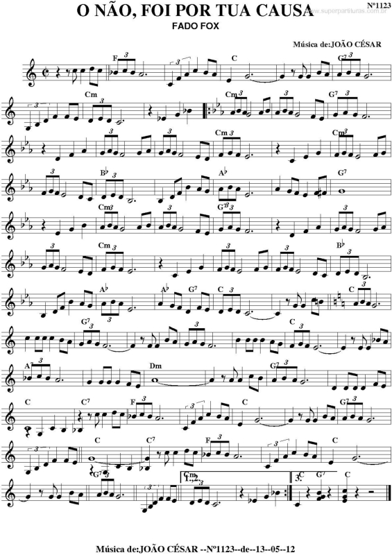 Partitura da música O Não, Foi por Tua Causa