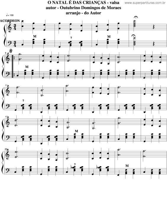 Partitura da música O Natal É Das Crianças v.3