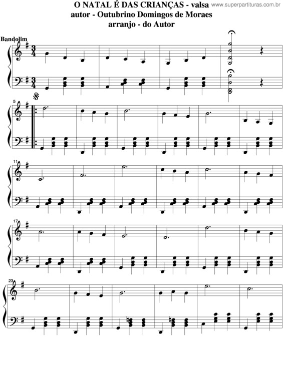 Partitura da música O Natal É Das Crianças v.5