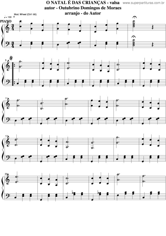 Partitura da música O Natal É Das Crianças v.6