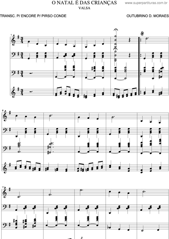 Partitura da música O Natal É Das Crianças