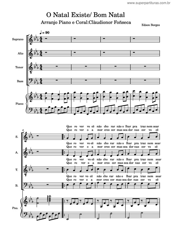 Partitura da música O Natal Existe v.2